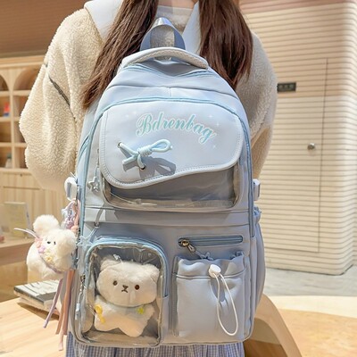 日常学院风百搭甜美双肩背包学院女学生大容量可爱书包通勤轻便