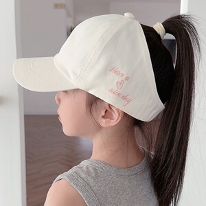 儿童帽子棒球女童可扎高马尾遮阳帽夏季防晒空顶鸭舌帽太阳帽新款