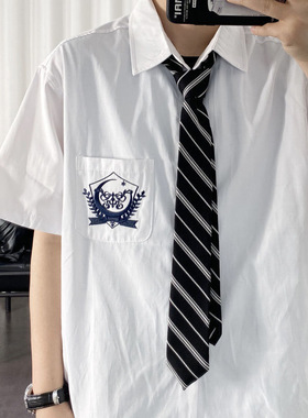 黑色条纹领带懒人免打日系dk学院风韩版男士学生手打领结jk制服女