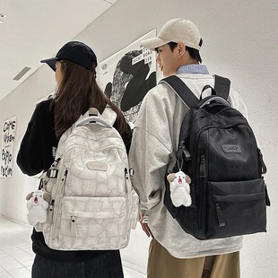 石头纹小众书包女初中生中学生轻便双肩包男款大学生轻便通勤背包