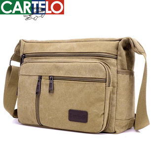 单肩包斜挎包男士 休闲男包帆布包男横款 包包斜跨背包 男式 2025新款