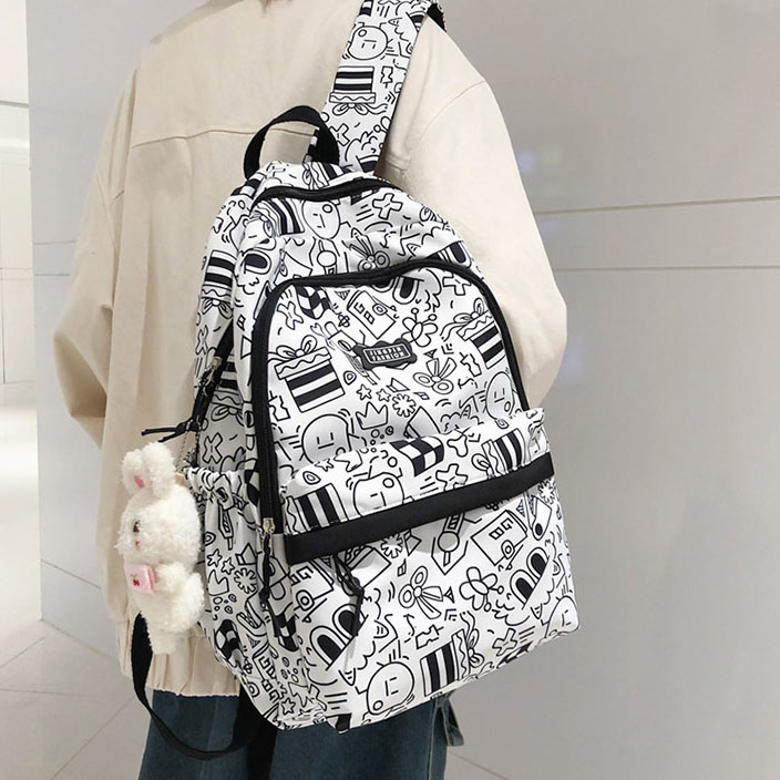 书包女森系百搭高颜值涂鸦双肩包