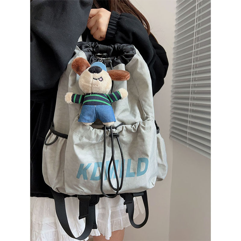 抽绳轻便双肩包女大学生书包旅行爬山骑行背包大容量网球羽毛球包