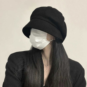黑色贝雷帽2026新款春秋冬季保暖大头围堆堆冷帽显脸小渔夫帽子女