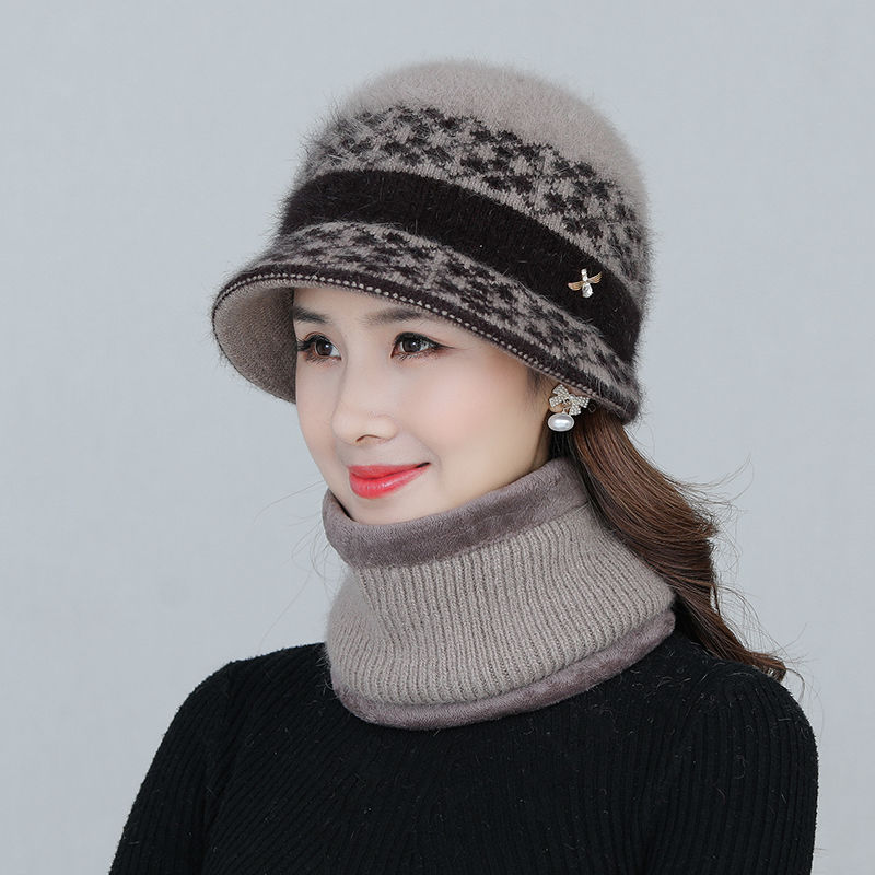 2025新款帽子女中老年妈妈秋冬老年人奶奶帽冬天围巾一体两件套