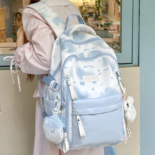 书包初中生女生小学生蓝色高颜值三四到六年级大容量女孩双肩包女