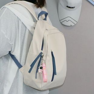 撞色书包女初中生高中ins简约森系百搭休闲双肩包女校园大学背包