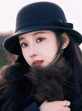 秋冬季帽子女法式复古千金名媛黑色礼帽赫本风显脸小毛呢渔夫帽