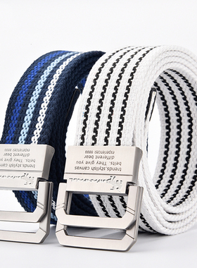 帆布腰带 男士皮带双环扣ins女裤腰带潮韩版工装青年学生户外军训
