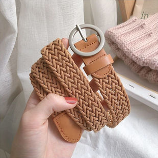 免打孔帆布女士编织松紧弹性学生裤 带 皮带百搭女式 腰带女2026新款