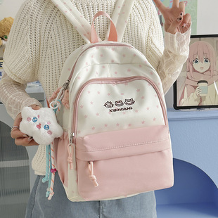 日系ins风可爱少女轻便出游双肩包高颜值撞色儿童春游研学小背包