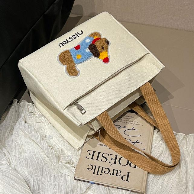 腊肠狗帆布包手提包女大容量轻便上班通勤拉链小手提袋饭盒杂物包