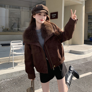 今年流行特惠咖色大毛领90绒派克羽绒服女冬季2026新款高级感短款