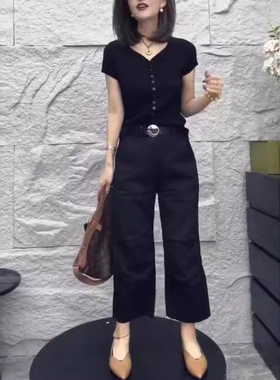 今年流行特惠24250大爱美依缘2026夏季新款修身显瘦V领单排扣上衣