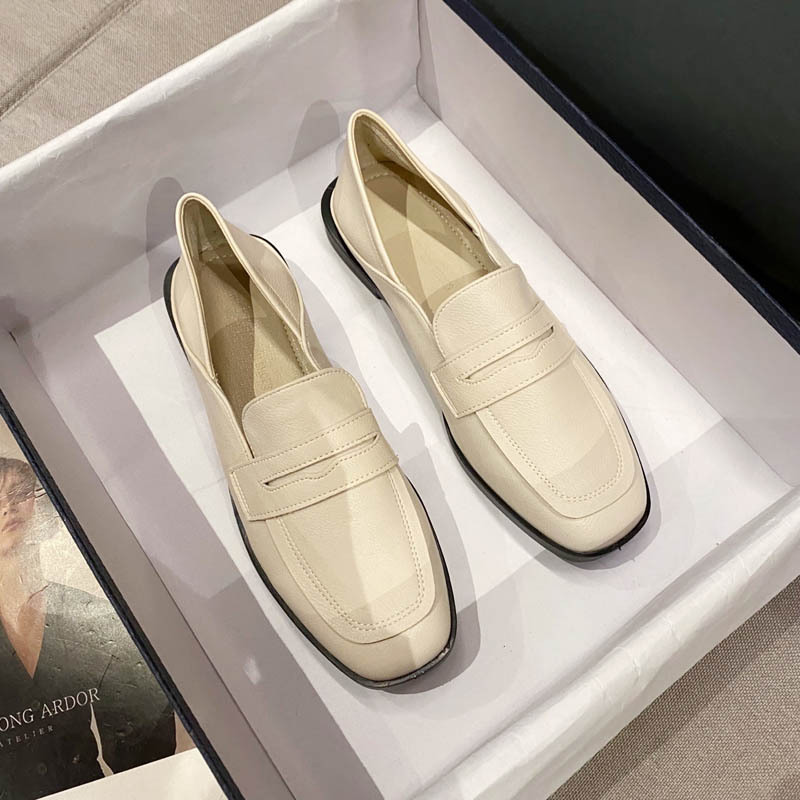 今年流行特惠单鞋女粗跟2025新款春夏方头中跟英伦风小皮鞋豆豆鞋