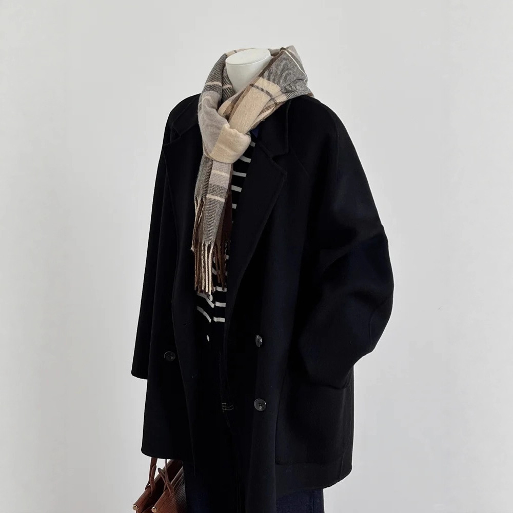 今年流行特惠25秋冬新双面羊绒大衣中长款韩版西装一手长黑色经典