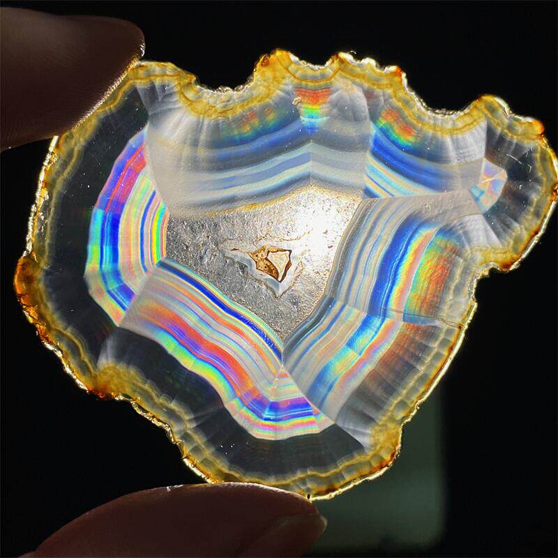 천연 크리스탈 LRLS 아이리스 마노 조각 다채로운 조각 DIY 미네랄 크리스탈 표본 컬렉션 원래 돌 진자