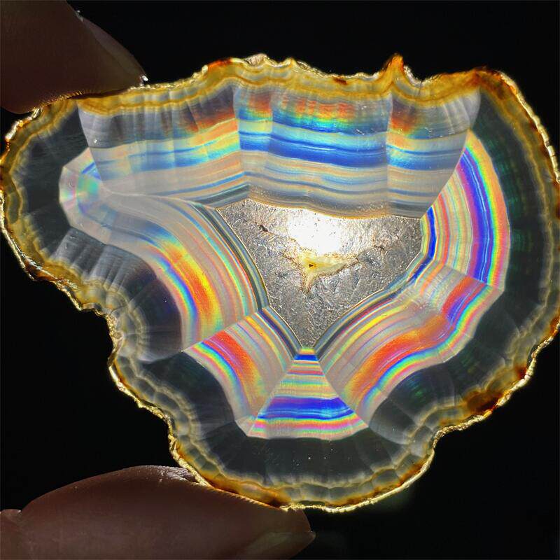 천연 크리스탈 LRLS 아이리스 마노 조각 다채로운 조각 DIY 미네랄 크리스탈 표본 컬렉션 원래 돌 진자