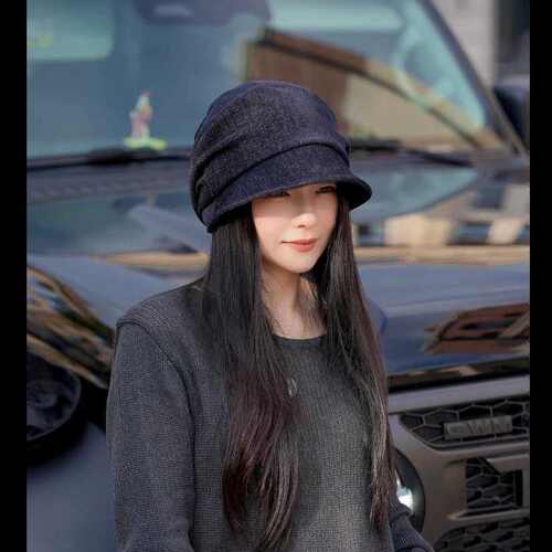 秋冬女显脸小褶皱堆堆帽