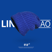 克莱因蓝针织毛线帽男女秋冬天情侣保暖护耳包头堆堆帽显脸小百搭