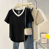 特大码 T恤200减肥230加大女潮 300斤胖mm宽松显瘦短袖 女装 上衣夏季