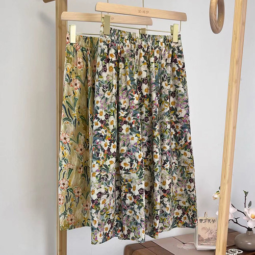 黄色碎花半身裙女224夏季新款高腰显瘦A字女裙小个子减龄百搭伞裙