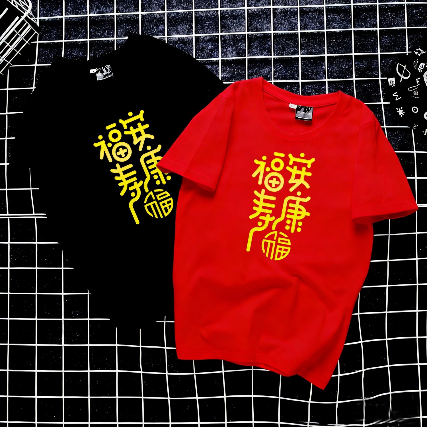 纯棉卡通印花短袖T恤男女宽松本命年新年红色黑色情侣上衣夏季,女装/女士精品,T恤,淘宝优惠券,粉丝福利购,淘宝优惠卷