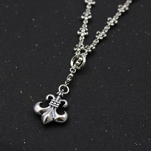 欧美复古做旧船锚童军花项链朋克嘻哈街头个性潮流锁骨毛衣链配饰