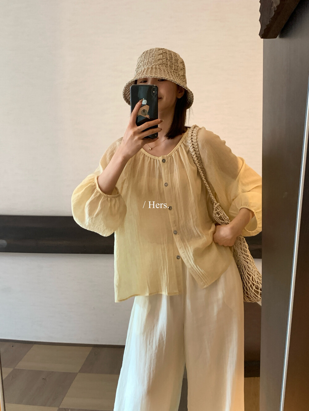 Hers简约风纯色衬衫女宽松显瘦百搭上衣