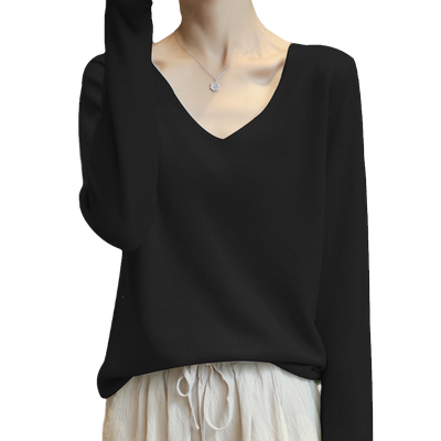 打底衫女针织衫v领长袖上衣新款