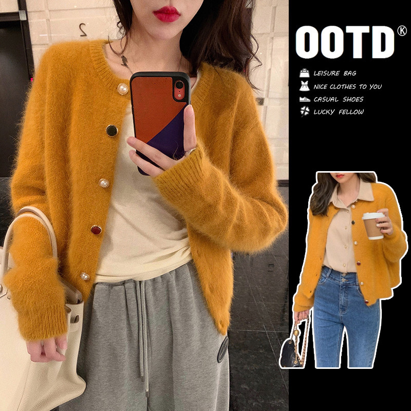 水貂绒针织衫女开衫毛衣外套