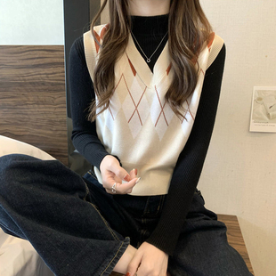 v领毛衣外搭马夹小背心 坎肩叠穿上衣春秋季 针织马甲女款 2025新款
