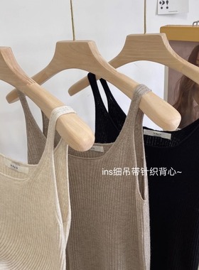 针织吊带小背心女内搭夏季2025年新款米色外穿法式杏色上衣打底衫