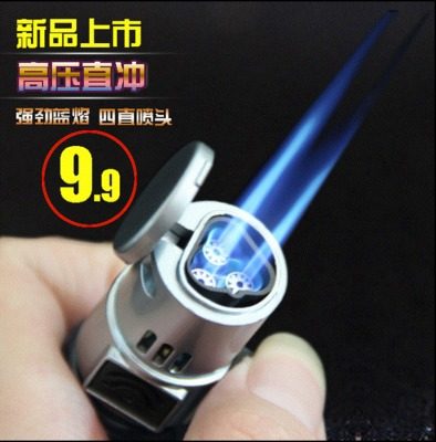 创意防风个性充气雪茄喷枪直冲打火机高温电子点火器笔式双火包邮