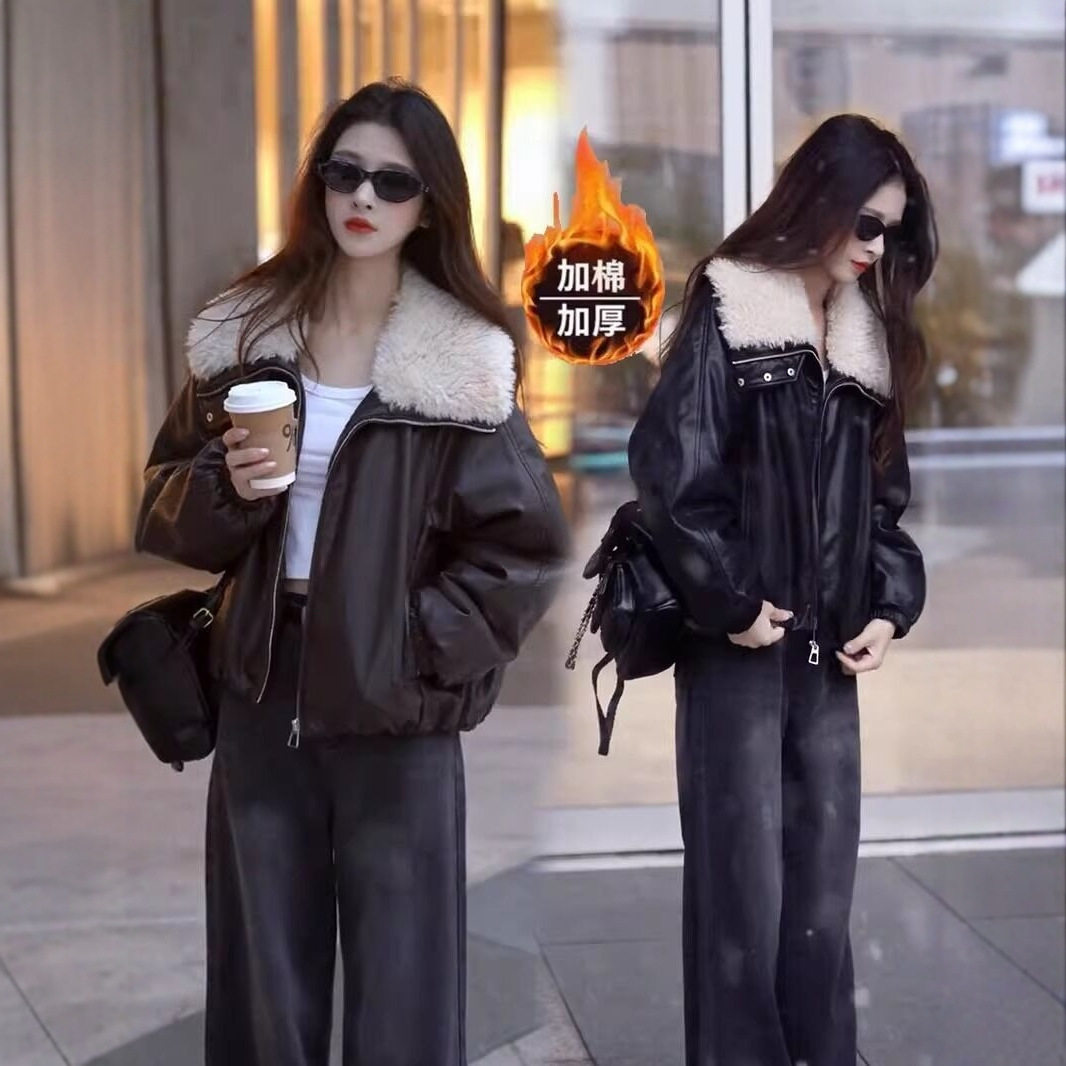 今年流行特惠2025时尚大毛领皮衣棉服女冬季加厚保暖短款洋气外套,女装/女士精品,皮衣,淘宝优惠券,粉丝福利购,淘宝优惠卷