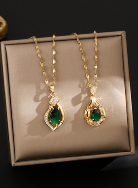 花卉钛钢项链女韩版气质百搭款精致锁骨链厂家直销抖音直播热卖款