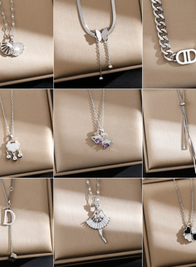 抖音直播热卖银色钛钢项链女ins风小众百搭网红锁骨链不掉色饰品