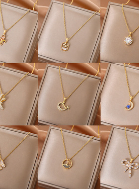 ins风小众网红镶钻锁骨链个性设计感锆石钛钢项链女时尚轻奢饰品