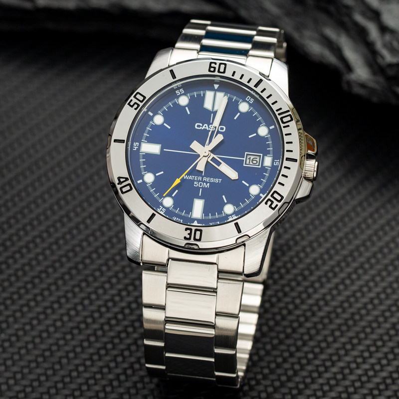 casio卡西欧手表男商务水鬼海洋之心钢带指针石英表 mtp-vd01d-2e