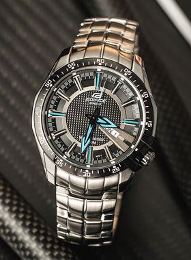 casio卡西欧手表男士商务防水石英大表盘时尚夜光钢带男表EF-130D