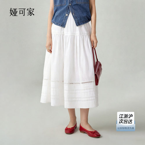 花边塞纳风铃小白裙女夏季半身裙