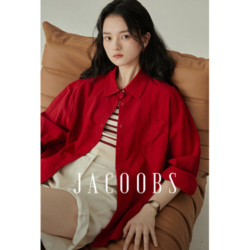 娅可家红色上衣女设计感小众春夏