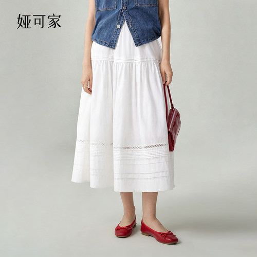 花边塞纳风铃小白裙女夏季半身裙