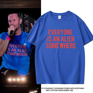 ColdPlay酷玩乐队英文t恤夏季 上衣潮 2025音乐摇滚演唱会纯棉短袖