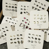 黑色新款 气质简约耳钉可爱卡通学生百搭耳环小众轻奢设计感耳饰女