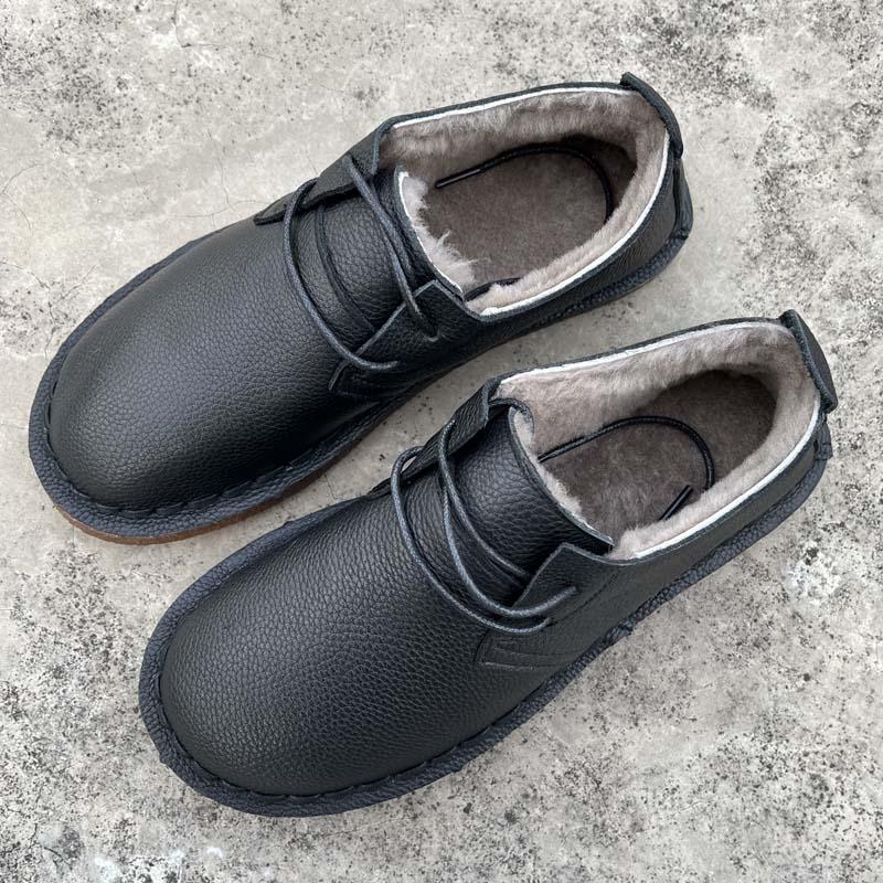 男士休闲鞋低帮雪地防滑头层牛皮