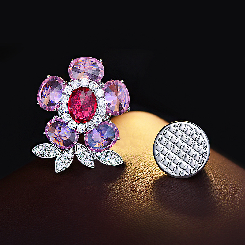 韩版设计感花朵胸针高档轻奢时尚胸花优雅大气无痕磁铁扣衣服胸饰