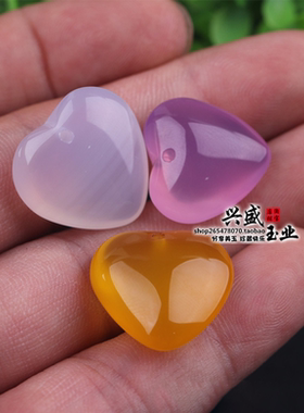 diy玉髓玛瑙耳环配饰心形吊坠