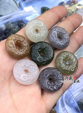 diy青海料白玉项链配饰平安扣