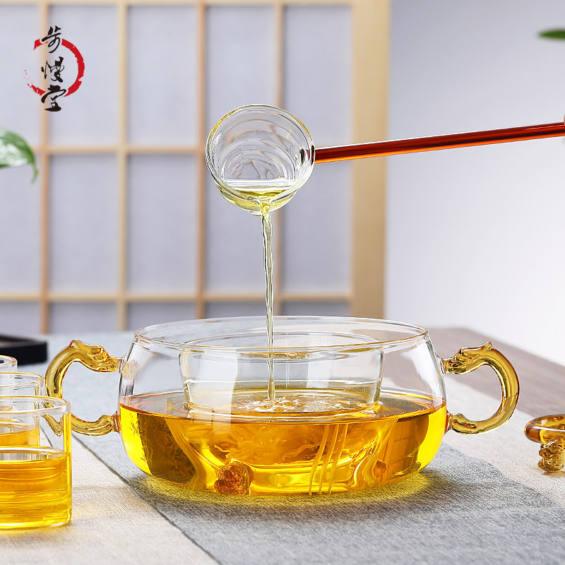 煮茶锅家用耐热耐高温大容量煮茶碗茶具套装高硼硅玻璃中式煮茶器